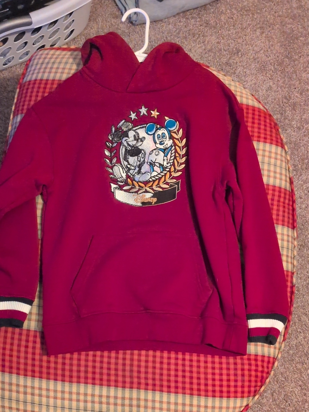 Disney Girl Maroon Hoodie with Embroidered Mickey Crest